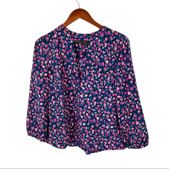 J. Crew Tops - J. Crew Floral Popover Split Neck Blouse